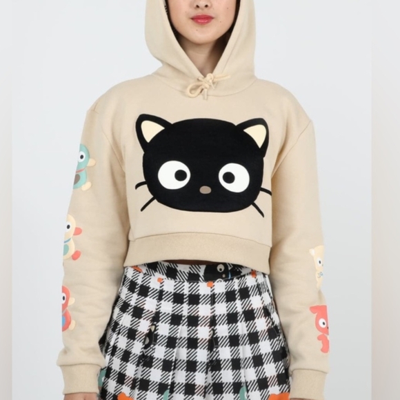 Dumbgood Tops - Dumbgood Chococat Puff Print Cropped Hoodie Size Small